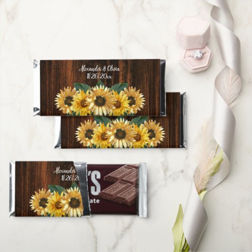 Rustic Sunflower Wedding Hershey Bar Favors