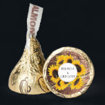 Rustic Sunflower Wedding Hershey®'s Kisses®<br><div class="desc">This design features rustic sunflowers on a wood backdrop. The sunflower wreath elegantly frames the bride and grooms names. The yellow, green and brown color tones create a rustic natural country garden feel. Elegant wedding chocolate favor design with modern elements. Matching wedding invitations and other stationery items are also available....</div>