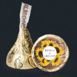 Rustic Sunflower Wedding Hershey®'s Kisses®<br><div class="desc">This design features rustic sunflowers on a wood backdrop. The sunflower wreath elegantly frames the bride and grooms names. The yellow, green and brown color tones create a rustic natural country garden feel. Elegant wedding chocolate favor design with modern elements. Matching wedding invitations and other stationery items are also available....</div>