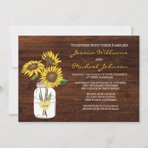 Rustic Sunflower Wedding Invitation