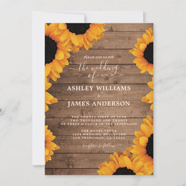 Rustic Sunflower Wedding Invitation (Front)