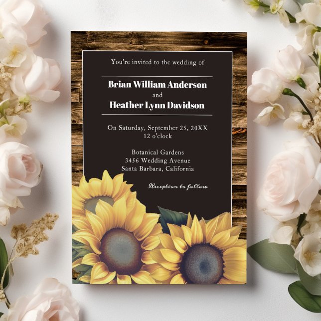 Rustic Sunflower Wedding Invitation (Rustic Sunflower Wedding Invitation)