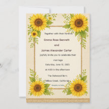 Rustic Sunflower Wedding Invitation
