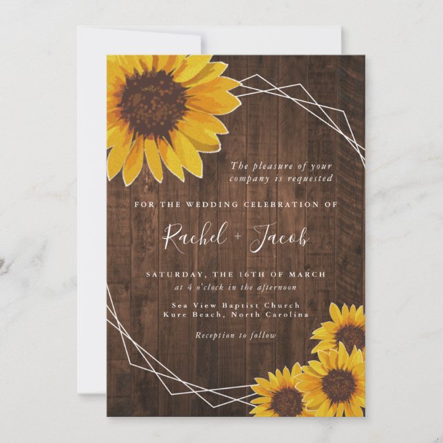 Rustic Sunflower Wedding Invitation (Front)
