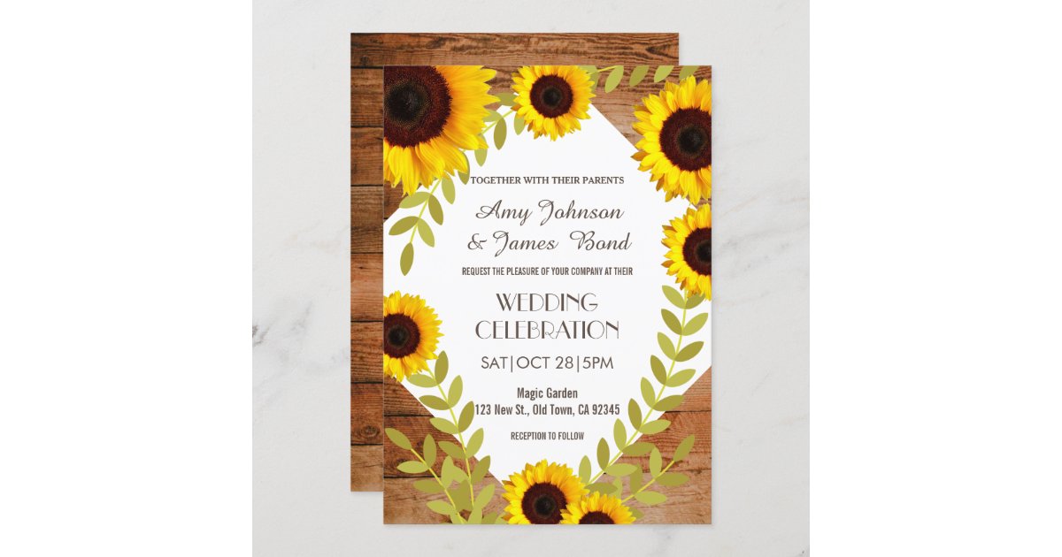 Rustic Sunflower Wedding Invitation | Zazzle