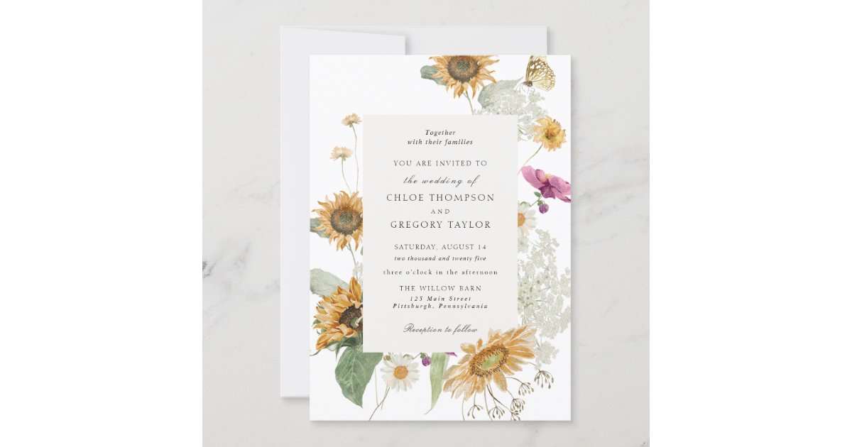 Rustic Sunflower Wedding Invitation | Zazzle