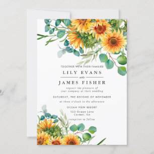 Rustic Sunflower Wedding Invitation Fall Colors