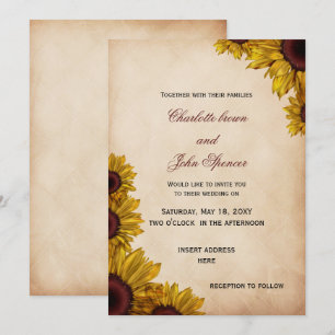 Rustic Sunflower Wedding Invitations