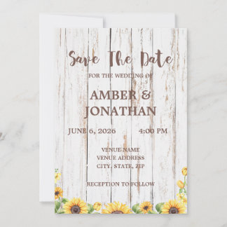Rustic Sunflower Wedding Invitations 