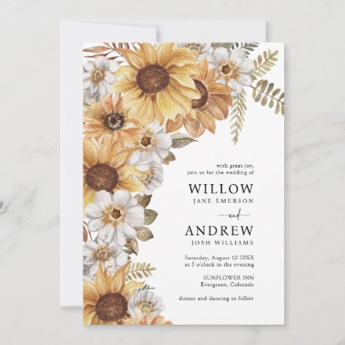 Rustic Sunflower Wedding Invitations