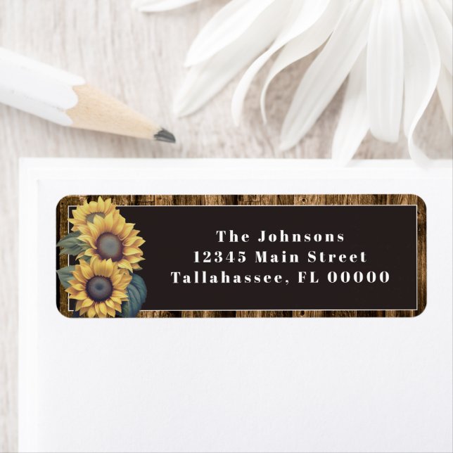 Rustic Sunflower Wedding Label (Insitu)