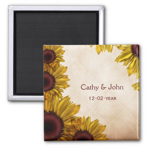 Rustic Sunflower Wedding Magnet