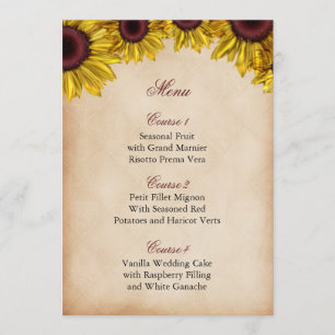 Rustic Sunflower Wedding Menu