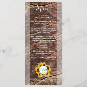 Rustic Sunflower Wedding Menu