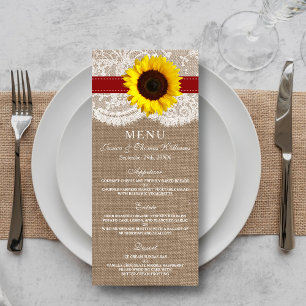 Rustic Sunflower Wedding Menu
