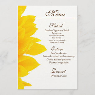 Rustic Sunflower Wedding Menu