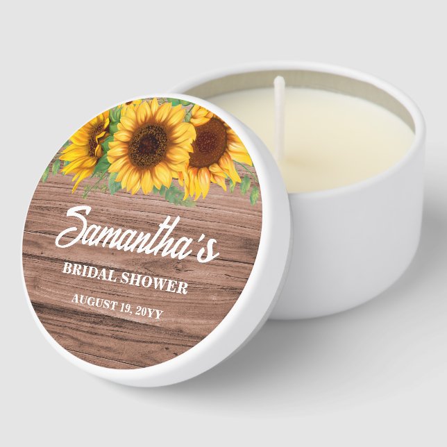 Rustic Sunflower Wedding Mini Candle Favors (Corner)
