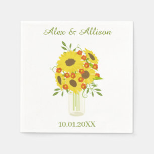Rustic Sunflower Wedding Napkins