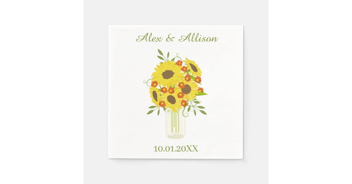 Rustic Sunflower Wedding Napkins | Zazzle