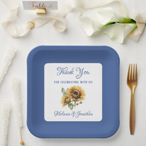 Rustic Sunflower Wedding Paper Plate