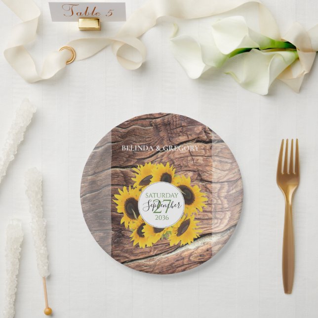 Rustic Sunflower Wedding  Paper Plates (Wedding)