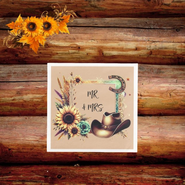 Rustic Sunflower Wedding Party Napkins (Creator Uploaded)
