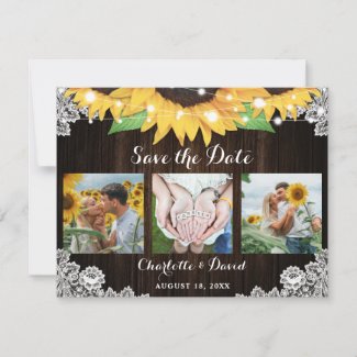 Rustic Sunflower Wedding Photo Save The Date