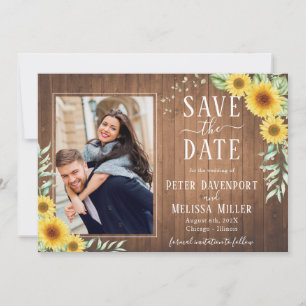 Rustic Sunflower Wedding Photo Save the Date Announcement