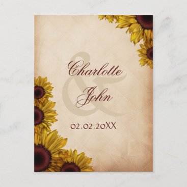 Rustic Sunflower Wedding Postcard