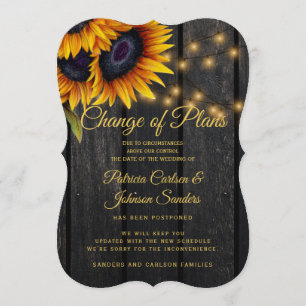 Rustic sunflower wedding postponement announcement