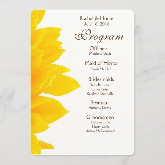 Rustic Sunflower Wedding Program Zazzle Com