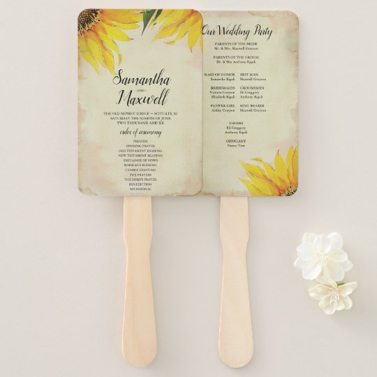 Rustic Sunflower Wedding Program Fan Zazzle Com