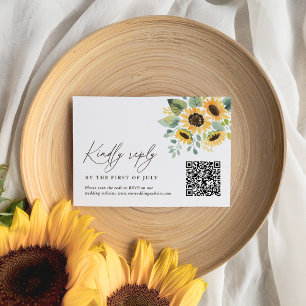 Rustic Sunflower Wedding QR code RSVP Card