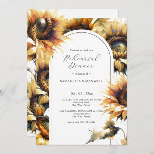 Rustic Sunflower Wedding Rehearsal Dinner Invitation