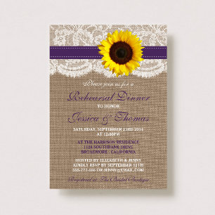Rustic Sunflower Wedding Rehearsal Dinner - Purple Invitation