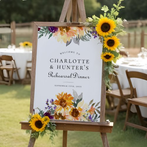 Rustic Sunflower Wedding Rehearsal Dinner Sign