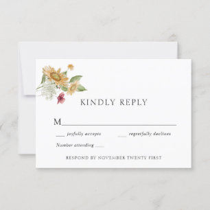 Rustic Sunflower Wedding Response Card