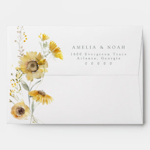Rustic Sunflower Wedding Return Address Envelope