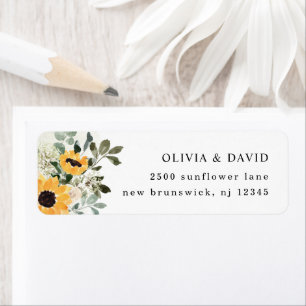 Rustic Sunflower   Wedding Return Address Label