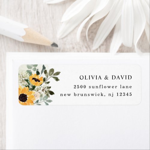 Rustic Sunflower  Wedding Return Address Label
