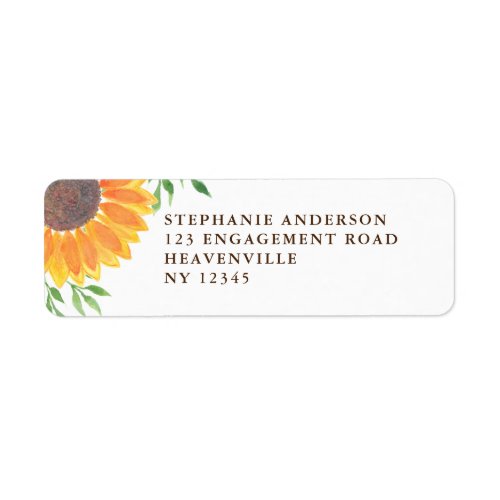 Rustic Sunflower Wedding Return Address Label