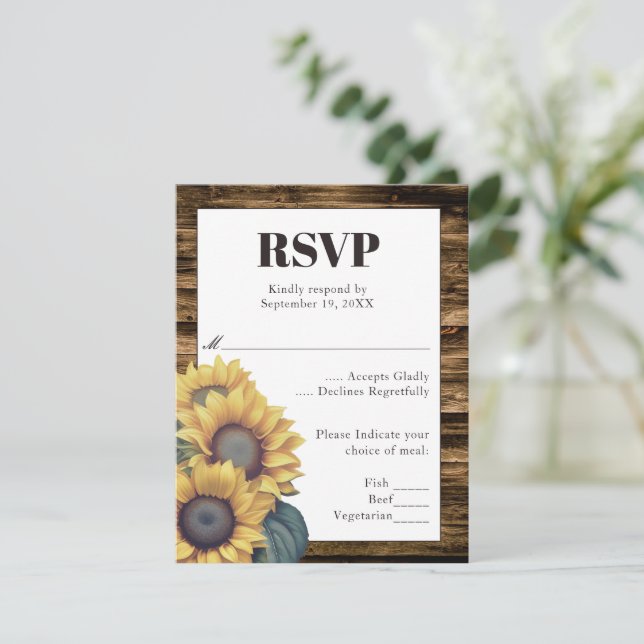 Rustic Sunflower Wedding RSVP (Standing Front)