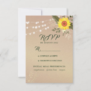 Rustic Sunflower Wedding RSVP Card