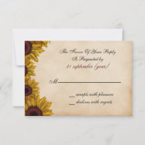 Rustic Sunflower Wedding RSVP Card