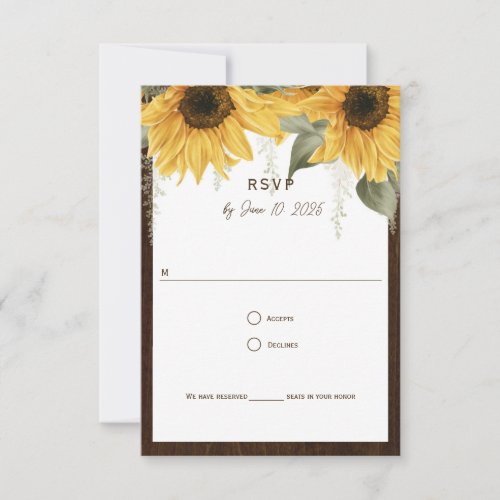 Rustic Sunflower Wedding RSVP card