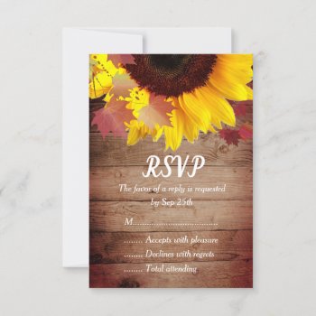 Rustic Sunflower Wedding Rsvp Cards by FancyMeWedding at Zazzle