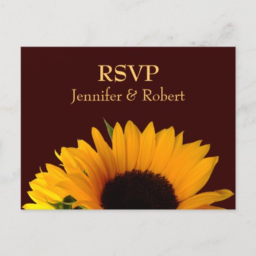 Rustic Sunflower Wedding RSVP Invitation Postcard