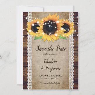 Rustic Sunflower Wedding Save The Date Cards