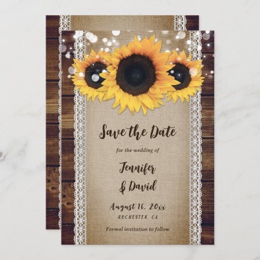 Rustic Sunflower Wedding Save The Date Cards Zazzle