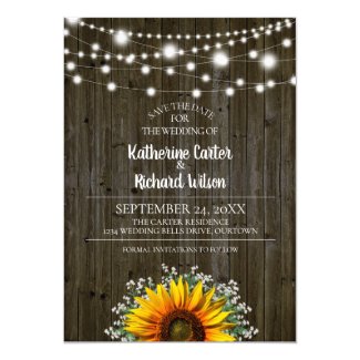 Rustic Sunflower Wedding Save the Date Invitation